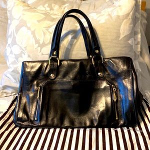 Henri Bendel Black LeatherTote/Briefcase Bag